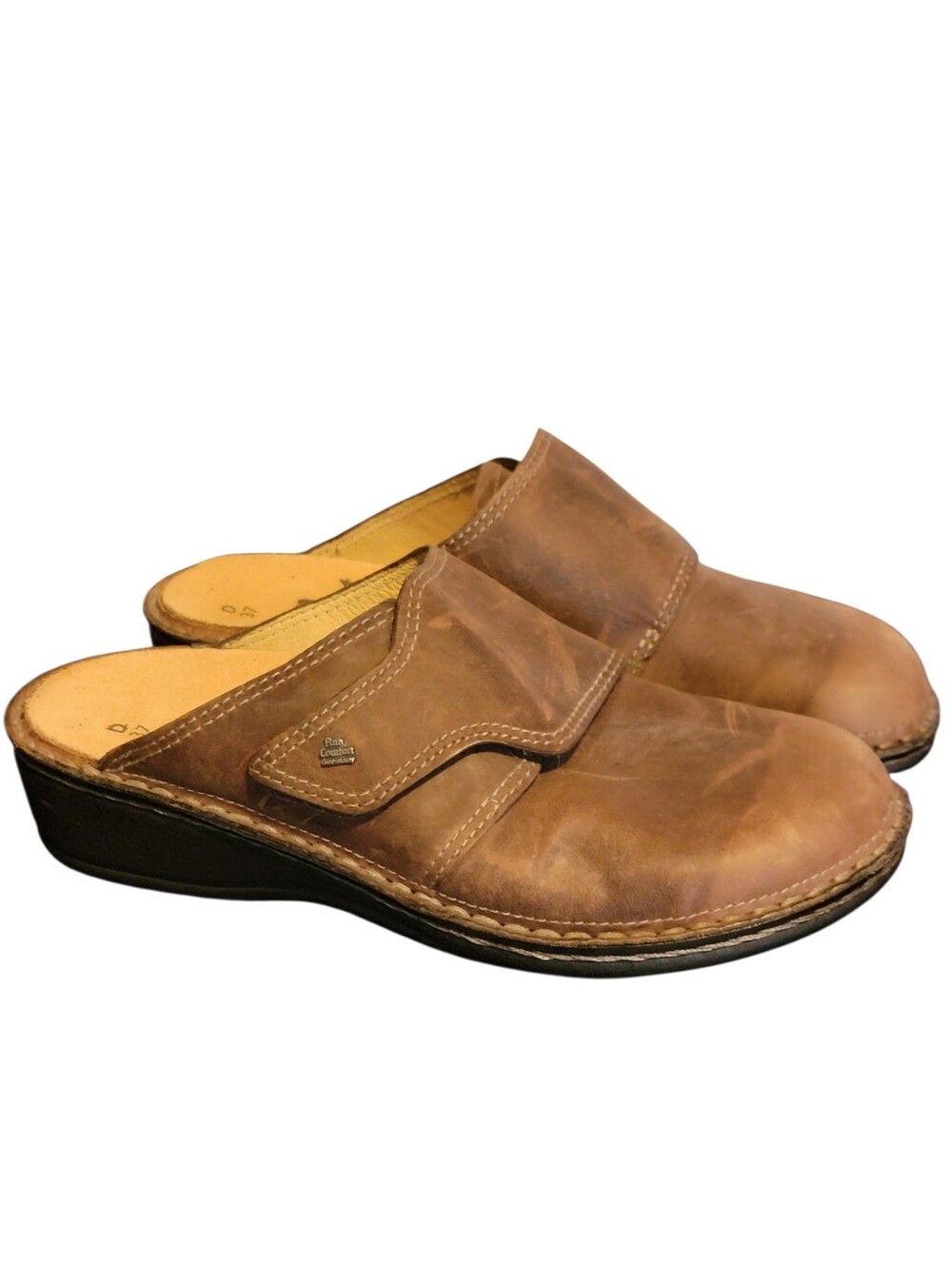 FINN Comfort Clogs Brown Nubuck Leather Slip On Comfort Shoes Mules 37 US 6.5-7 - Picture 1 of 10